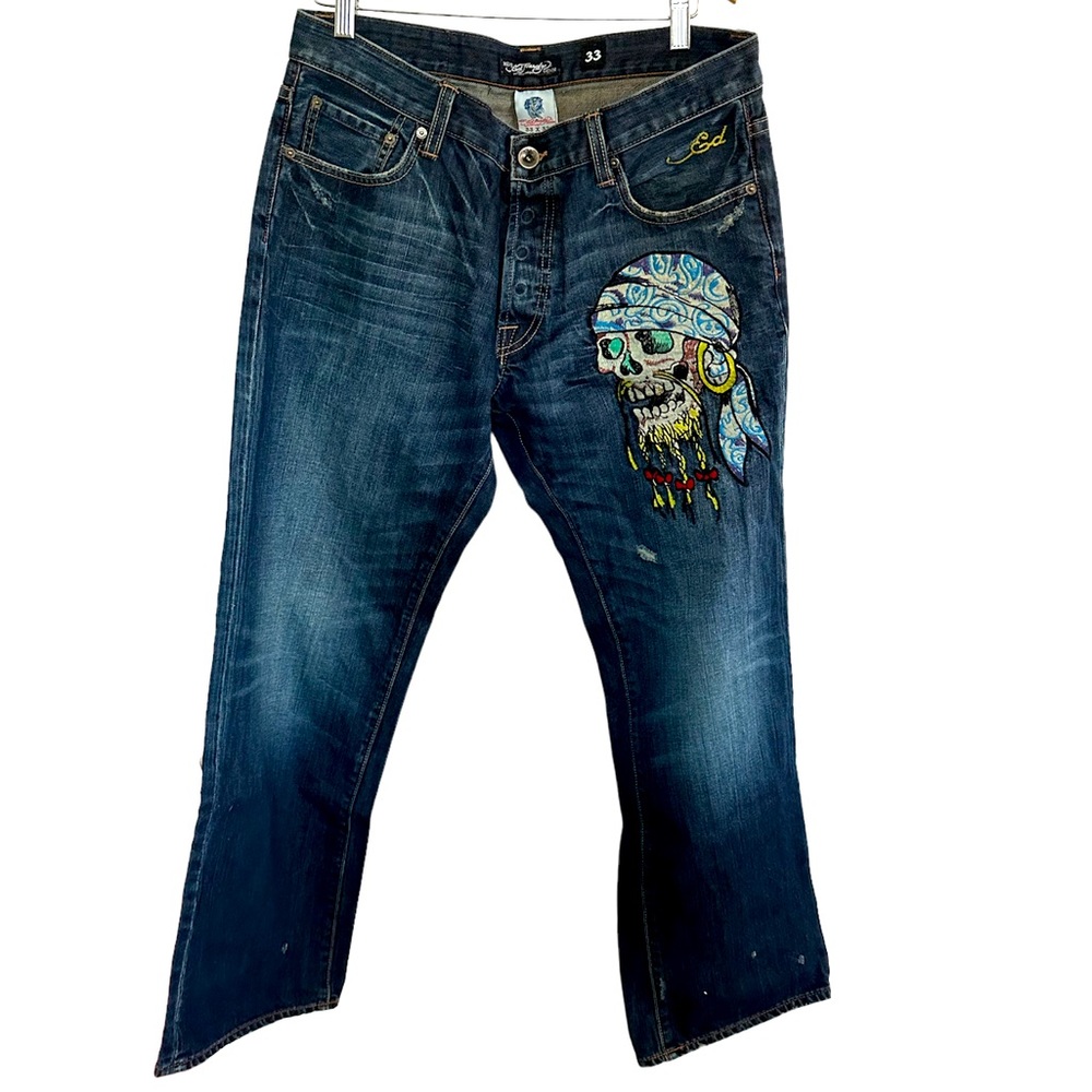 Vintage Ed Hardy jeans with pirate 🏴‍☠️ embroidery